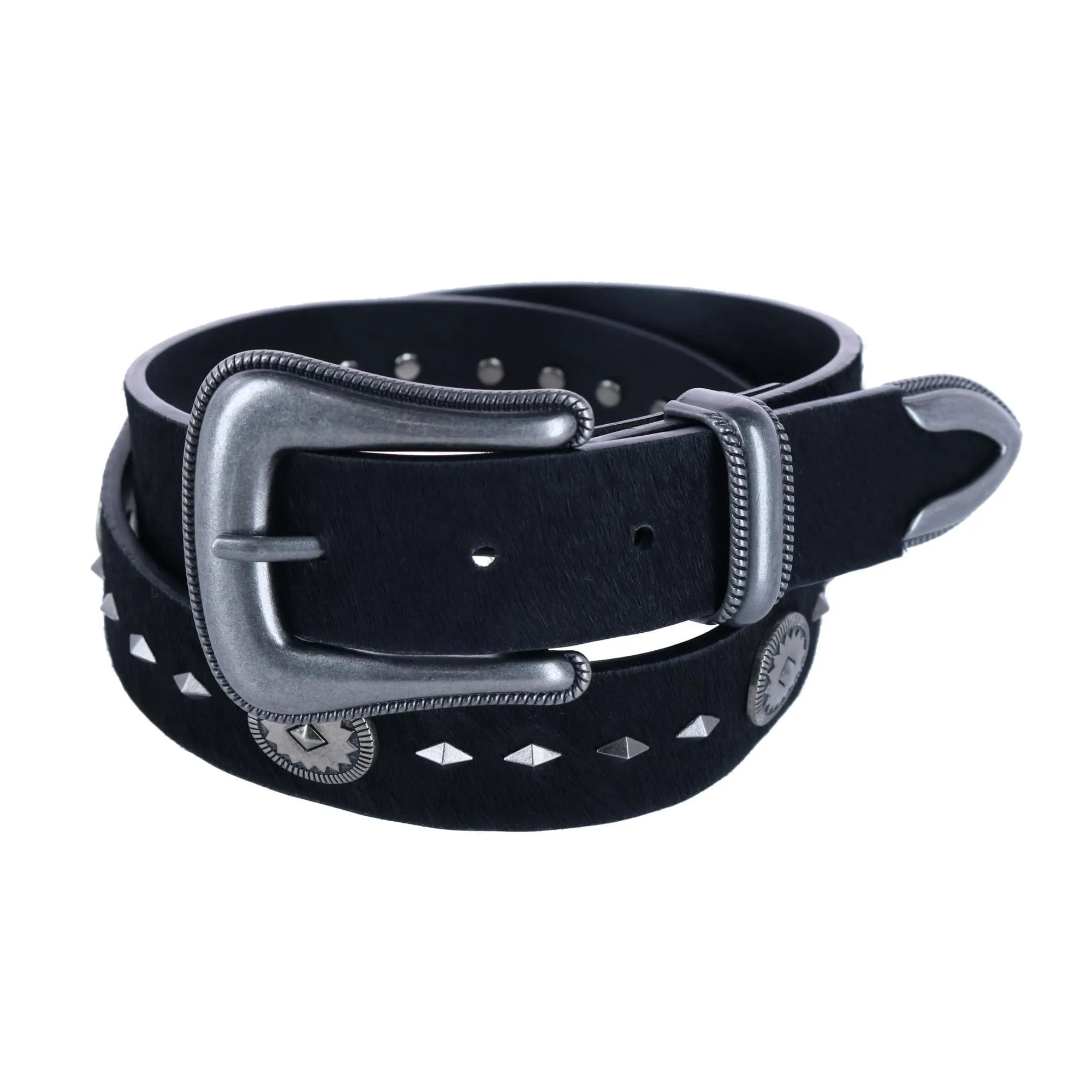 Wrangler Women's 3 Piece Calf Hair Western Belt with Conchos
